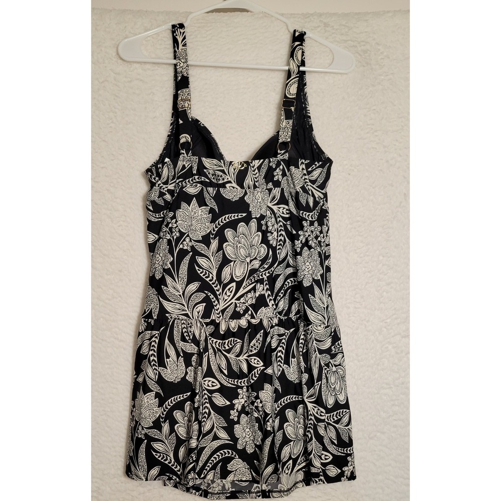 Jantzen Women's Tankini Swimsuit Size 16‎ Swimwear Black White New NWT 0596